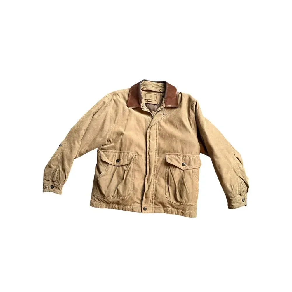 Vintage 90s Rainforest Microfiber Leather Field Bomber Jacket Khaki Green Large